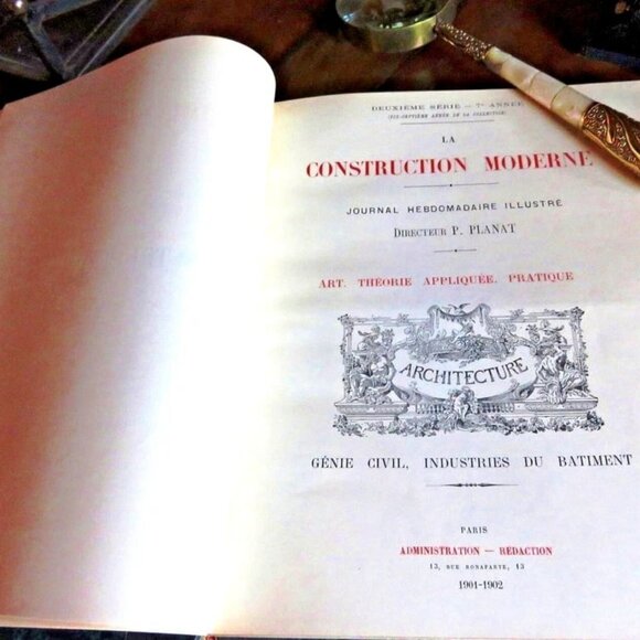 Pr Framed Antique French Architecture Engraved Prints CONSTRUCTION MODERNE 1890s - Picture 11 of 11